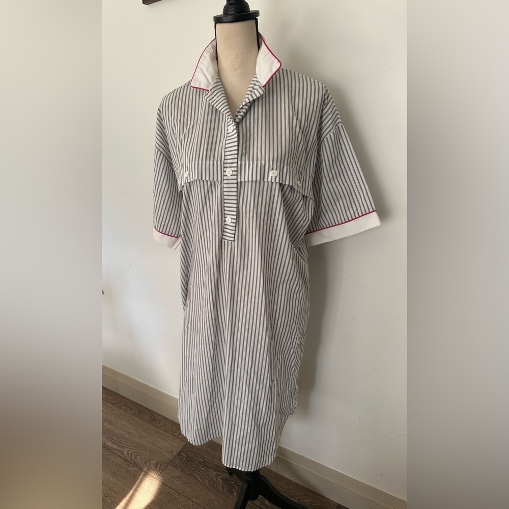 Claudel VTG striped shirt dress button feature midi cotton SZ M to L